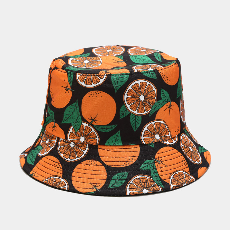 BK00073 Varietà di cappelli a secchiello con stampa di frutta da indossare su entrambi i lati