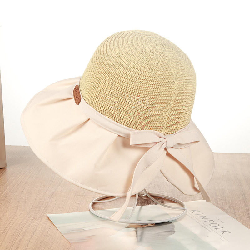 BK00001 Cappello da pescatore da donna a tesa larga intrecciato traforato