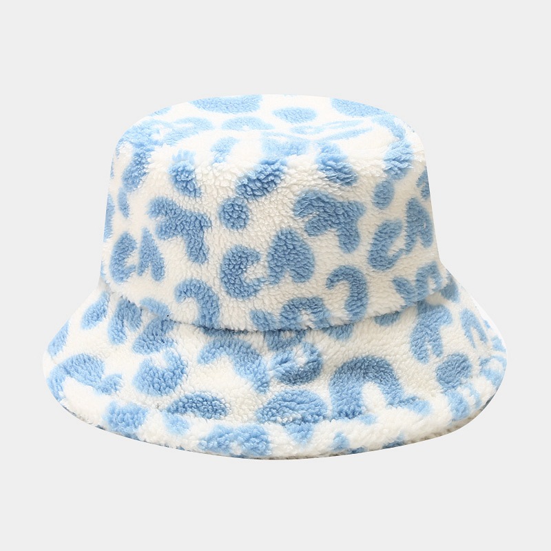 BK00078 Cappello da pescatore con stampa leopardata di colore chiaro