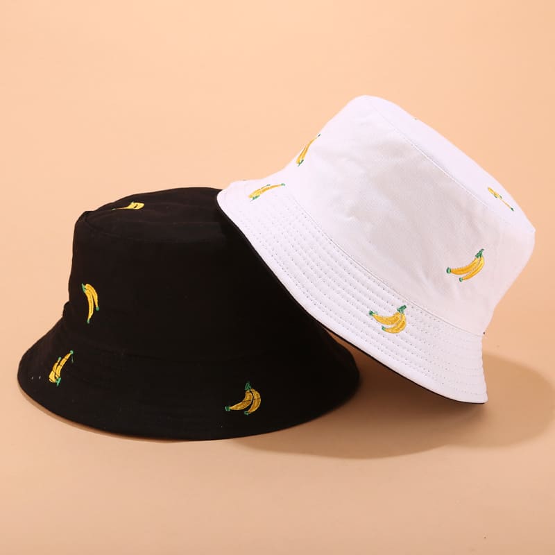BK00060 Cappello da pescatore da donna con motivo banana e frutta