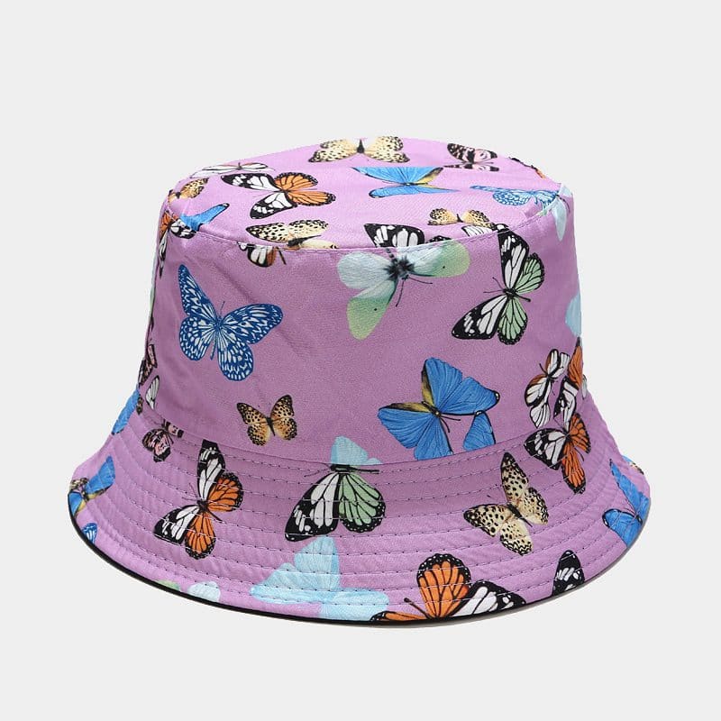 BK00057 Cappello da pescatore con motivo a farfalla colorata
