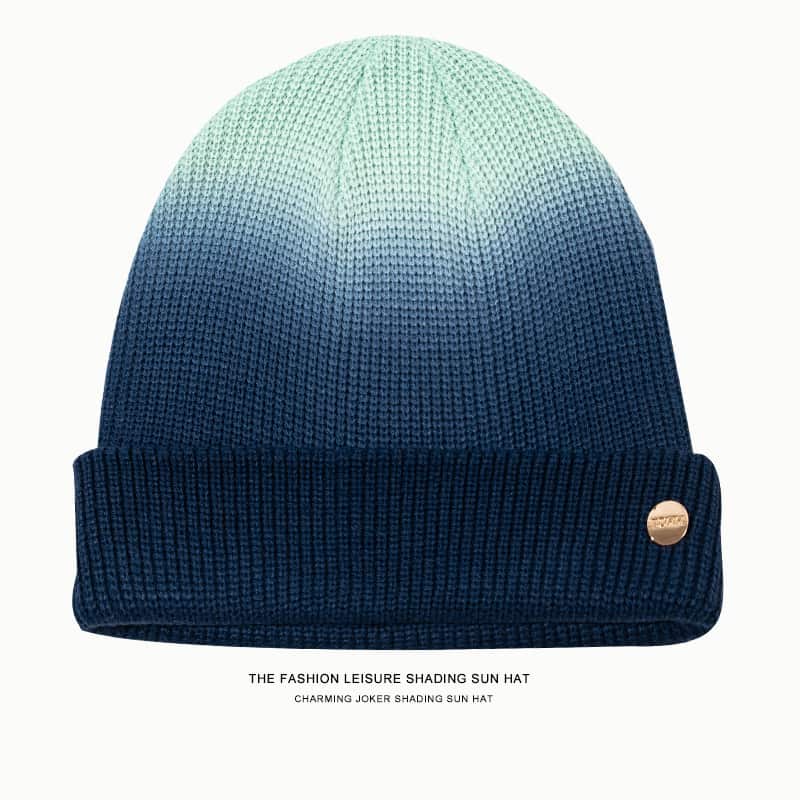 H00009 Cappello lavorato a maglia tie-dye sfumato a righe in autunno e inverno