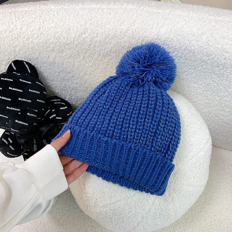 H00056 Cappello lavorato a maglia per adulti con visiera riflettente blu
