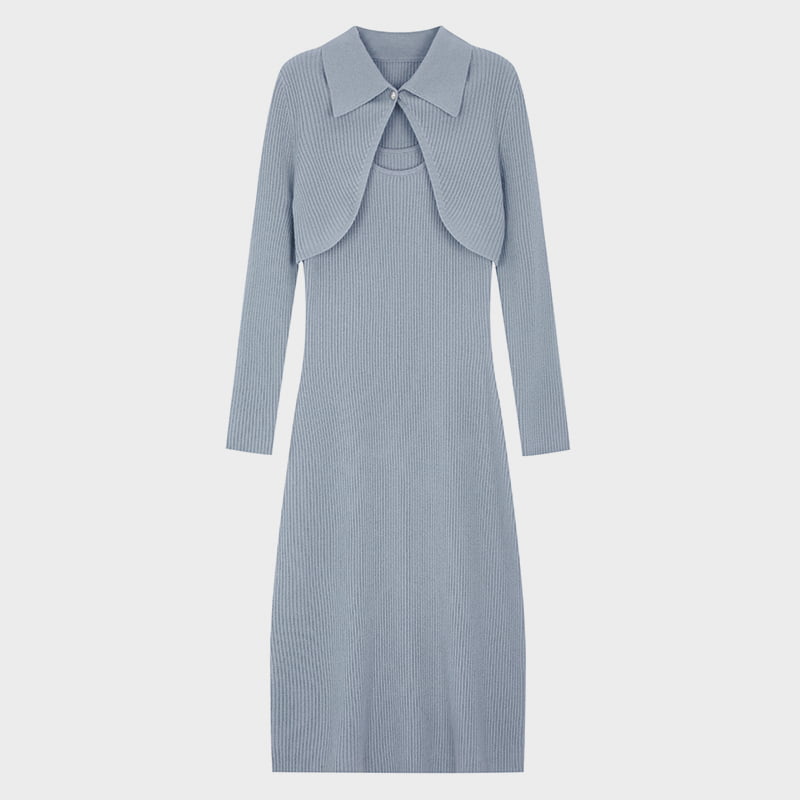 ML2206 Abito lavorato a maglia con scollo all'americana in stile repubblicano cinese, due set
