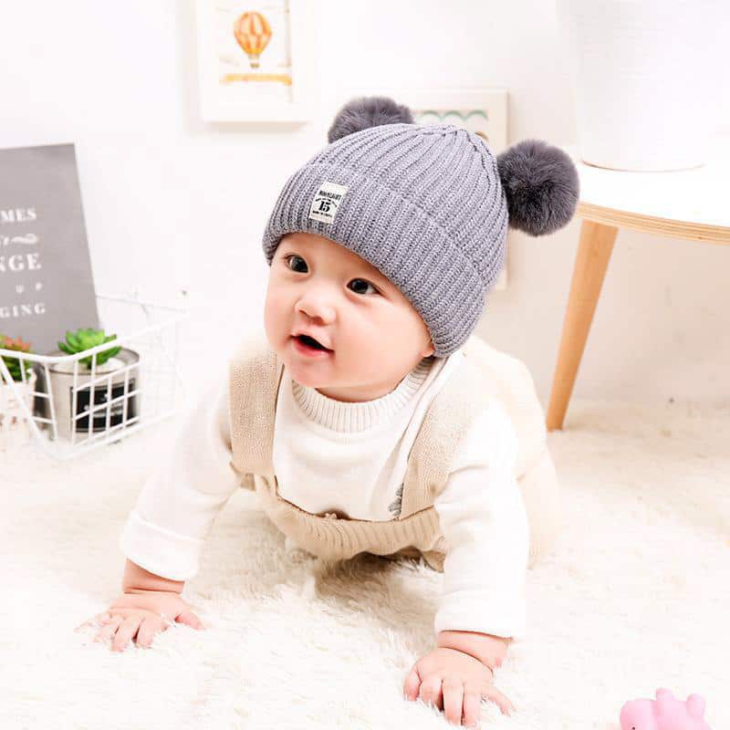 H00083 Cappello lavorato a maglia in filato filato a doppia palla per bambini