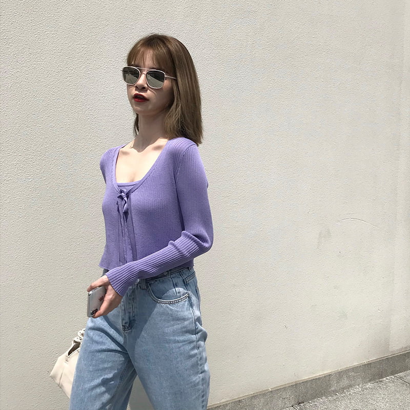 SM-K0050 Gilet lavorato a maglia con tracolla sottile in lino, set di due pezzi con cardigan lavorato a maglia SM-K0050 Gilet lavorato a maglia con tracolla sottile in lino, set di due pezzi con cardigan lavorato a maglia