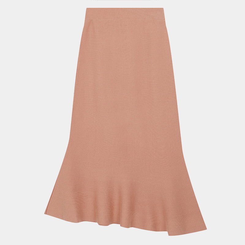 ML2235 Gonna in maglia a coda di pesce, morbida ed elegante, in cotone 100% a trapezio