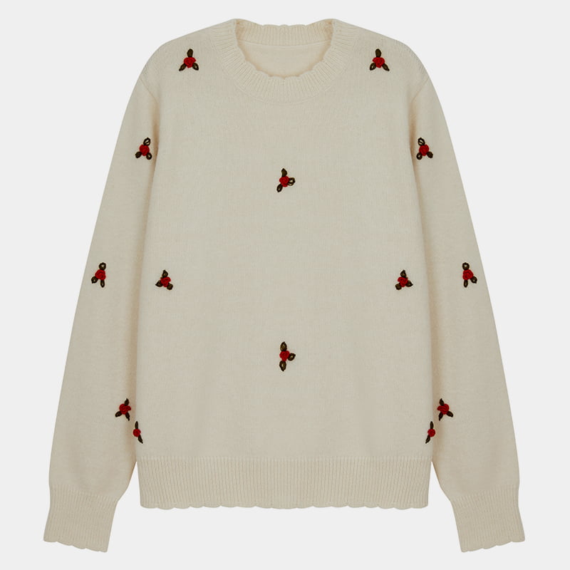 ML2207 Maglione lavorato a maglia floreale fatto a mano con colletto a petalo stile pigro