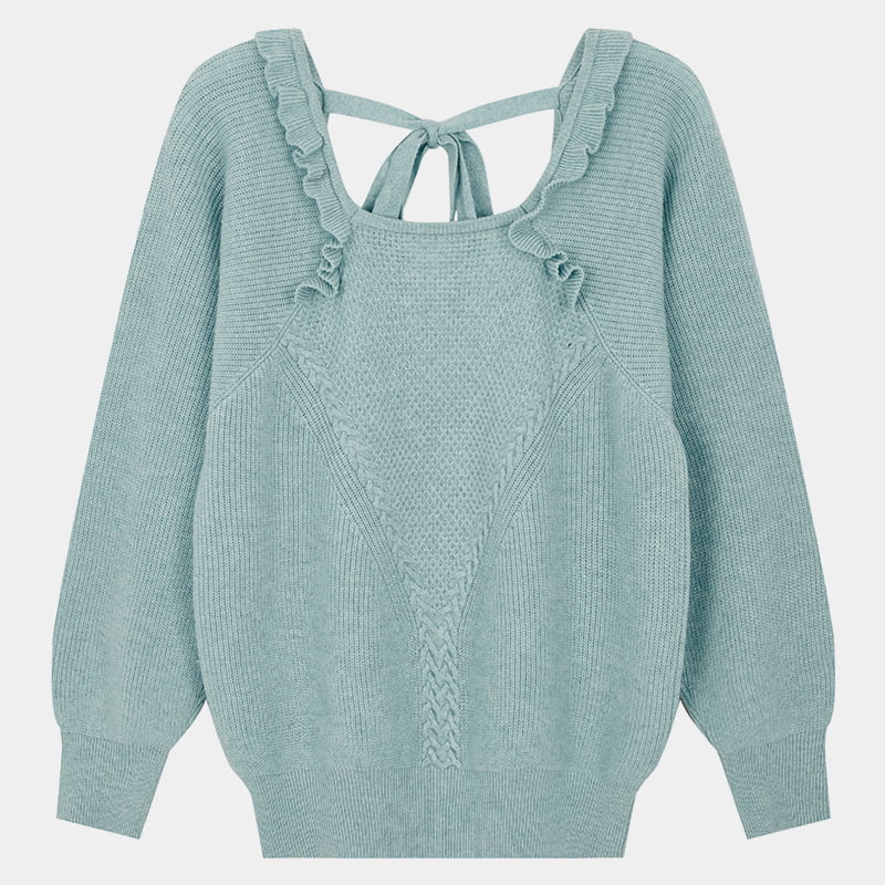 ML2216 Maglione pullover lavorato a maglia con maniche a palloncino vuote sul retro