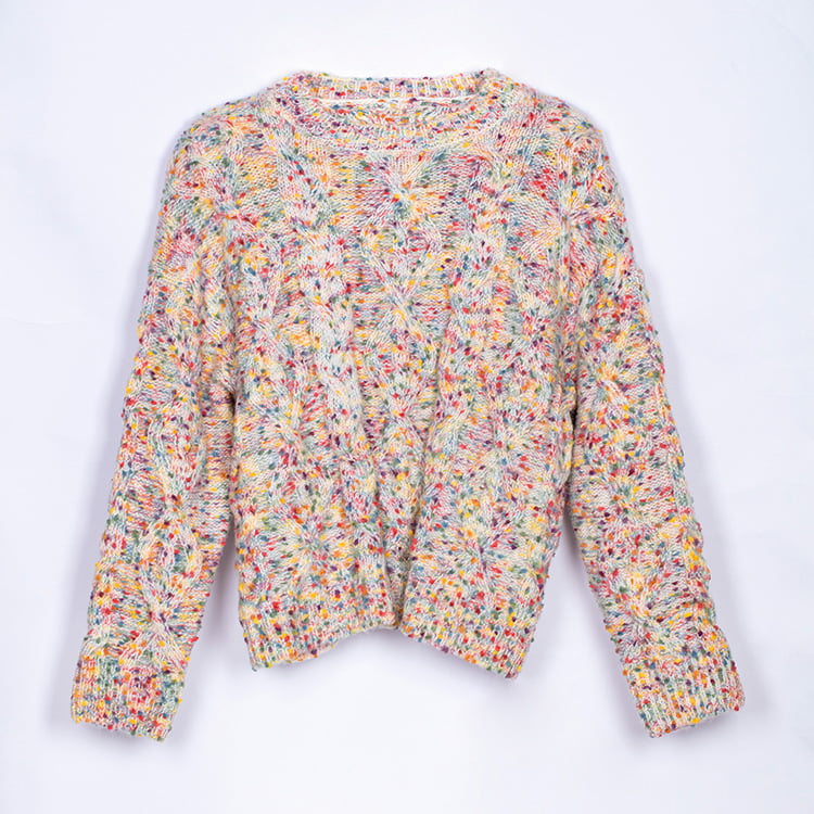 SM-K0033 Maglione lavorato a maglia maglione dolcevita allentato a pois colorati