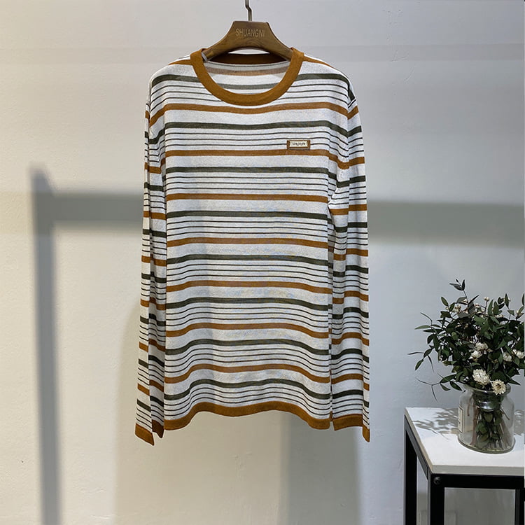 SM-K0004 Maglione lavorato a maglia con protezione solare allentata a righe e maniche lunghe