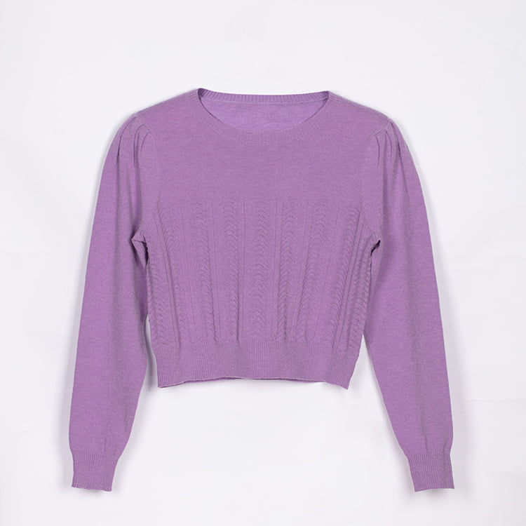 SM-K0039 Maglione lavorato a maglia con pieghe sulle spalle a maniche lunghe larghe primavera/autunno