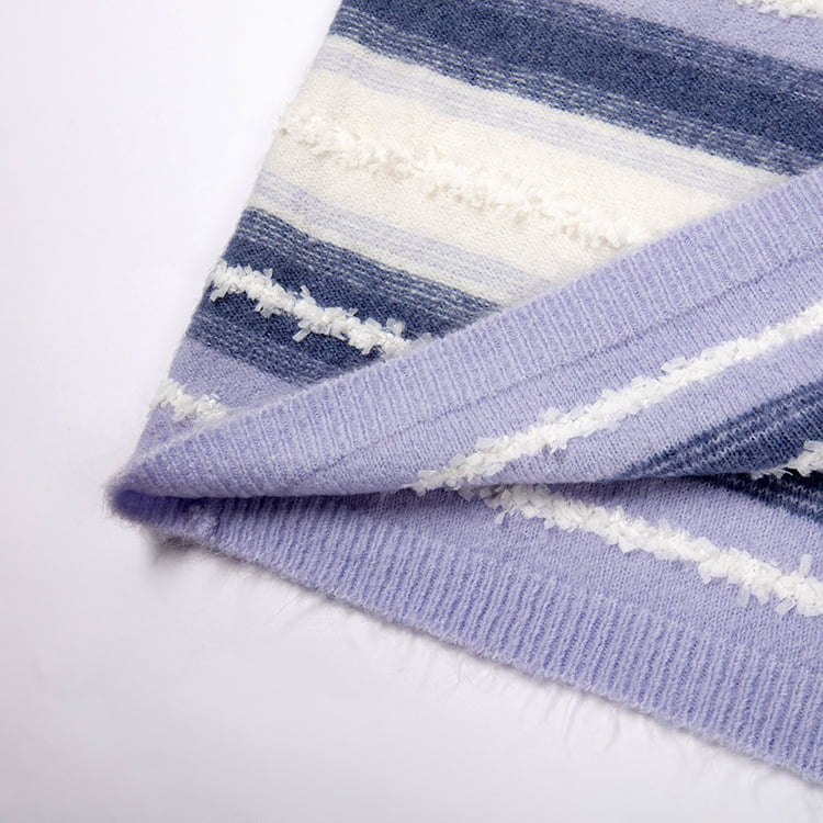 SM-K0047 Maglione lavorato a maglia con collo rotondo ampio patchwork dolce sfumato a righe SM-K0047 Maglione lavorato a maglia con collo rotondo ampio patchwork dolce sfumato a righe