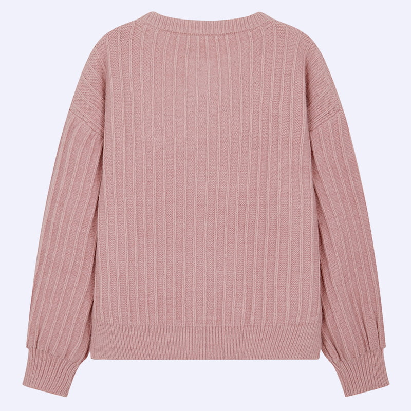 ML2211 Simpatico maglione cardigan lavorato a maglia con maniche a sbuffo e girocollo ML2211 Simpatico maglione cardigan lavorato a maglia con maniche a sbuffo e girocollo