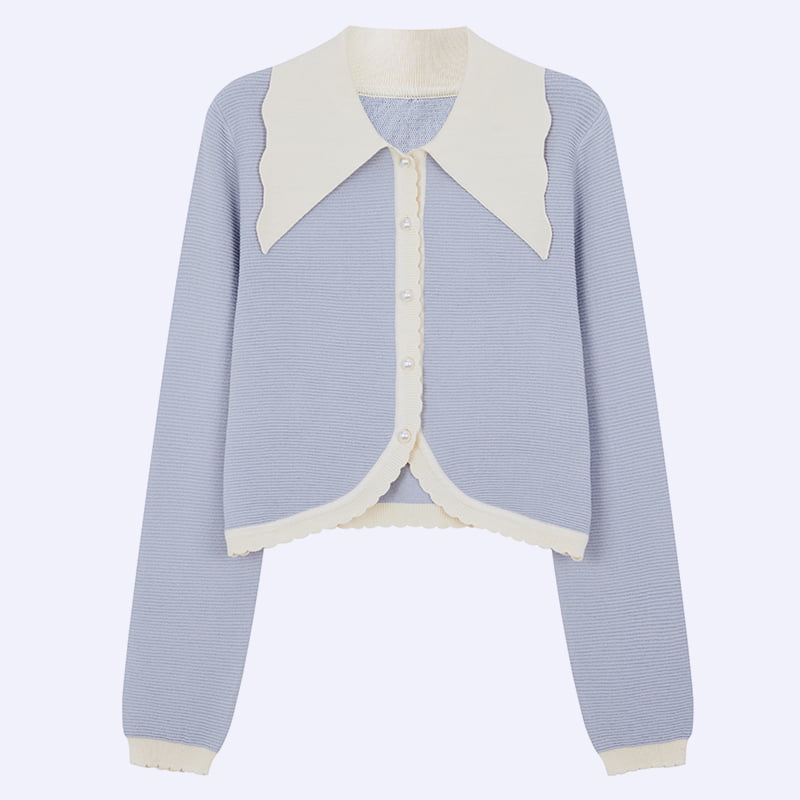 ML2210 Cardigan in maglia di filato filato con fibbia di perle con colletto francese