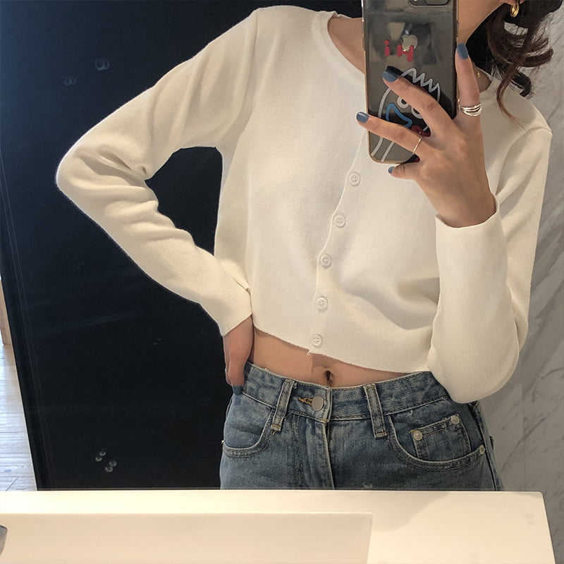 SM-K0016 Cardigan lavorato a maglia maglione da donna sottile a maniche lunghe con collo allentato stile corto SM-K0016 Cardigan lavorato a maglia maglione da donna sottile a maniche lunghe con collo allentato stile corto