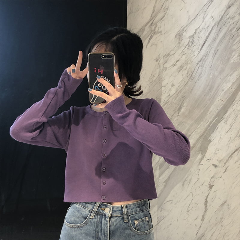 SM-K0016 Cardigan lavorato a maglia maglione da donna sottile a maniche lunghe con collo allentato stile corto SM-K0016 Cardigan lavorato a maglia maglione da donna sottile a maniche lunghe con collo allentato stile corto