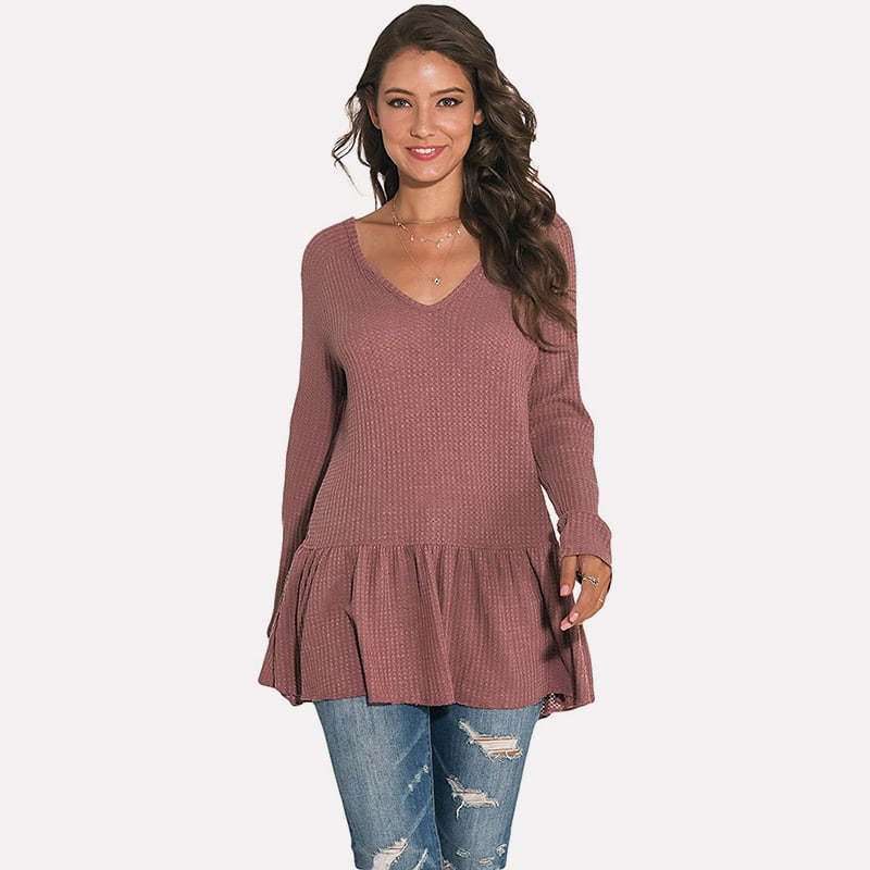 SM-K0096 Maglione casual maglione lavorato a maglia lungo con balze con scollo a V SM-K0096 Maglione casual maglione lavorato a maglia lungo con balze con scollo a V