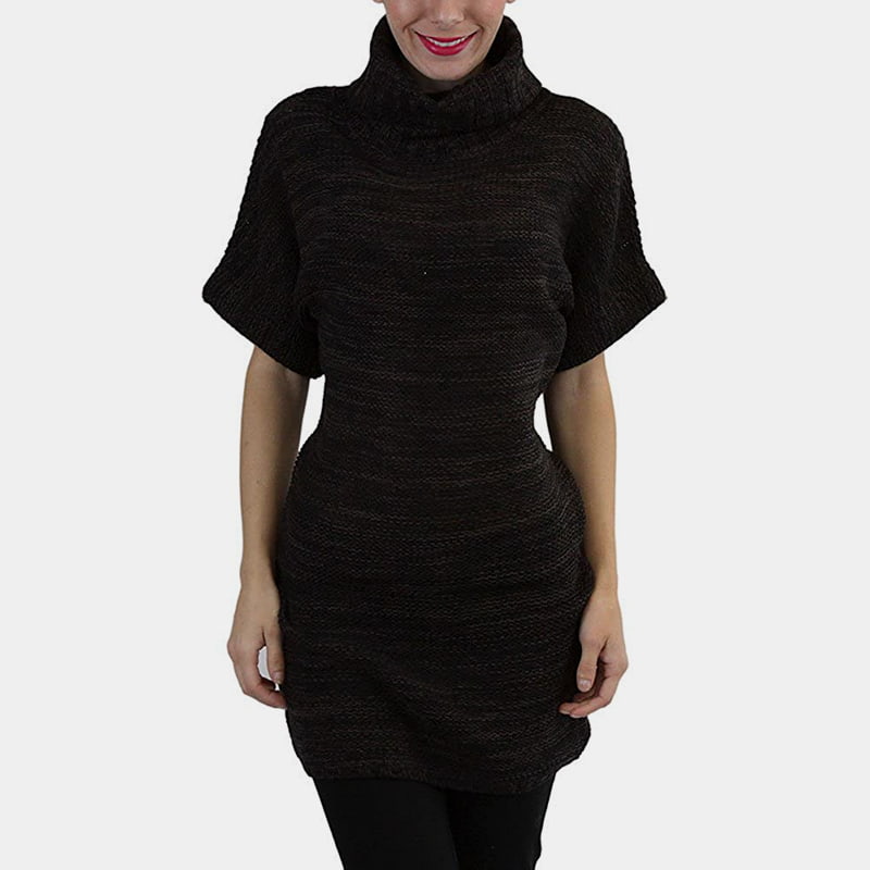 SM-K0067 Maglione lavorato a maglia a maniche corte a vita bassa con collo alto e tinta unita