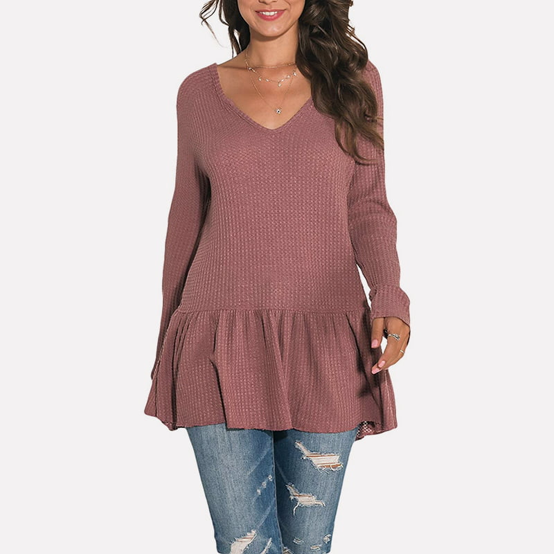 SM-K0096 Maglione casual maglione lavorato a maglia lungo con balze con scollo a V
