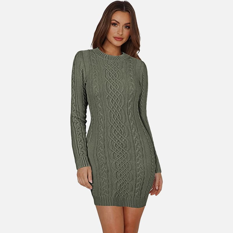 SM-K0063 Abito in maglia slim fit a maniche lunghe con collo alto SM-K0063 Abito in maglia slim fit a maniche lunghe con collo alto