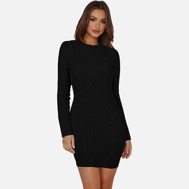 SM-K0063 Abito in maglia slim fit a maniche lunghe con collo alto SM-K0063 Abito in maglia slim fit a maniche lunghe con collo alto